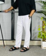 Men's Premium Baggy Trousers White - Image 4