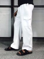 Cargo Baggy Trousers – Six-Pocket Design – White - Image 2