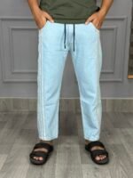 STRIPE DENIM TROUSERS.