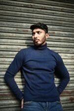 Turtle Neck Sweater Navy blue. - Image 2