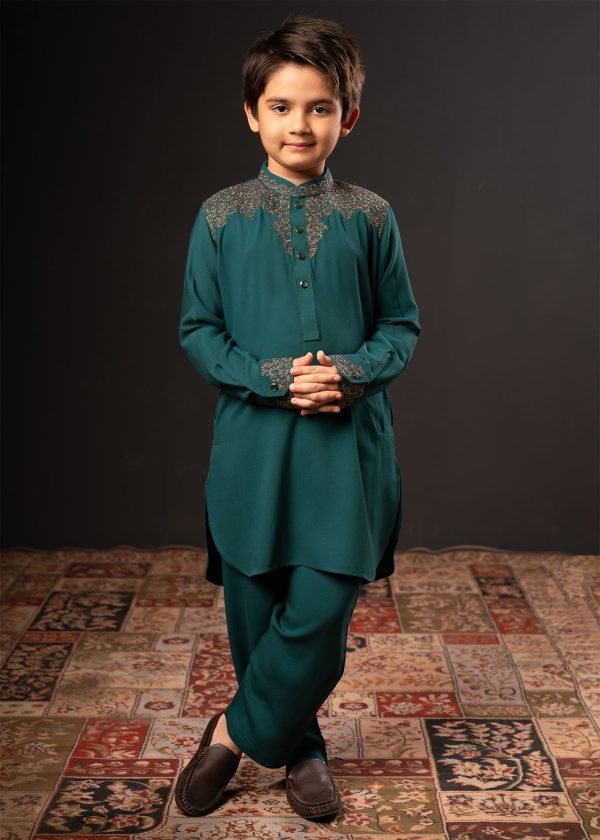 Kids Signature Kabli Set - Peacock-Blue