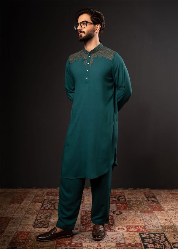 Men’s Signature Kabli Set - Peacock-Blue